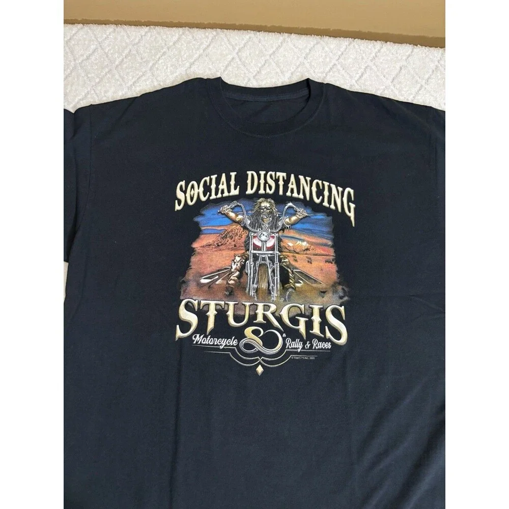 Sturgis Motorcycle Bike Rally Races 2020 COVID Social Distancing 2 Sided Tee XL - Picture 4 of 13